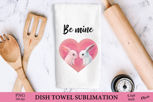 Pink Bunny Dish Towel PNG. Valentines Day Sublimation PNG Sublimation Olga Terlyanskaya 