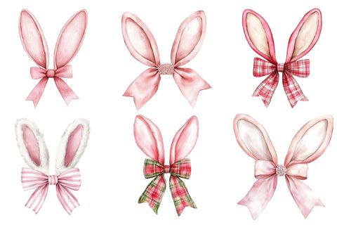 Pink Bunny Ears with Bow Clipart PNG SVG PaperPrintSVG 