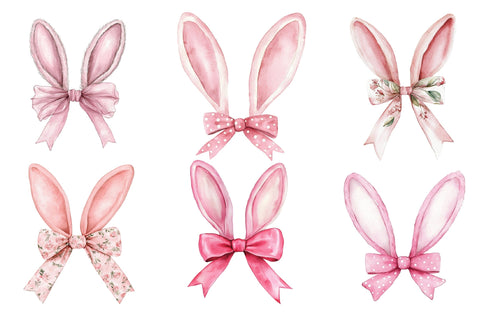 Pink Bunny Ears with Bow Clipart PNG SVG PaperPrintSVG 