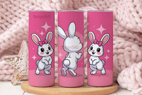 Pink Bunny Rabbit 20oz Tumbler Wrap Sublimation DesignSVG 