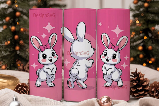 Pink Bunny Rabbit 20oz Tumbler Wrap Sublimation DesignSVG 