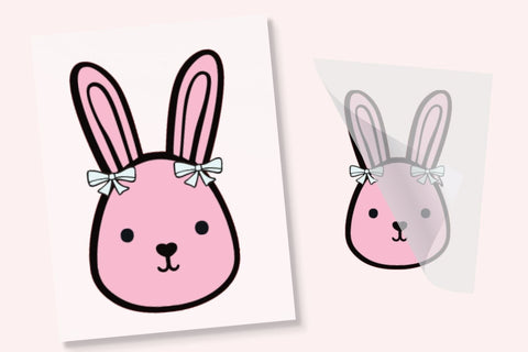 Pink Bunny White Bows DTF Transfer Physical So Fontsy T-Shirt Iron-On Transfer Shop