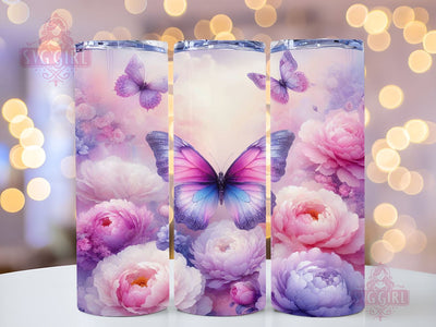 Pink Butterflies 20oz Tumbler Wrap Sublimation Design, Straight Tapered Tumbler Wrap, Butterflies Tumbler Png, Instant Digital Download Sublimation SvggirlplusArt 