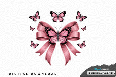 Pink butterfly bow sublimation png design Sublimation Regulrcrative 