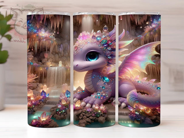 Pink Butterfly Fantasy Dragon Tumbler, Dragon With Butterflies Wrap, 20oz Tumbler Sublimation, Fantasy Dragon Design, Butterfly Dragon Art, Magical Dragon Tumbler, Whimsical Dragon Wrap Sublimation Lara' s Designs 