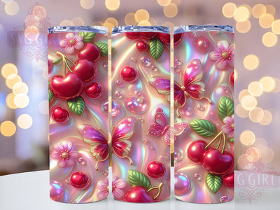 Pink Butterfly Floral 20oz Tumbler, Pink Butterfly Tumbler, Cherry Blossom Tumbler, Sublimation Tumbler Design, 20Oz Tumbler Wrap, Butterfly Cup Wrap, Floral Tumbler Design Sublimation SvggirlplusArt 