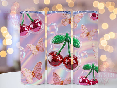 Pink Butterfly Floral 20oz Tumbler, Pink Butterfly Tumbler, Cherry Blossom Tumbler, Sublimation Tumbler Design, 20Oz Tumbler Wrap, Butterfly Cup Wrap, Floral Tumbler Design Sublimation SvggirlplusArt 