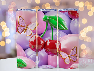 Pink Butterfly Floral 20oz Tumbler, Pink Butterfly Tumbler, Cherry Blossom Tumbler, Sublimation Tumbler Design, 20Oz Tumbler Wrap, Butterfly Cup Wrap, Floral Tumbler Design Sublimation SvggirlplusArt 