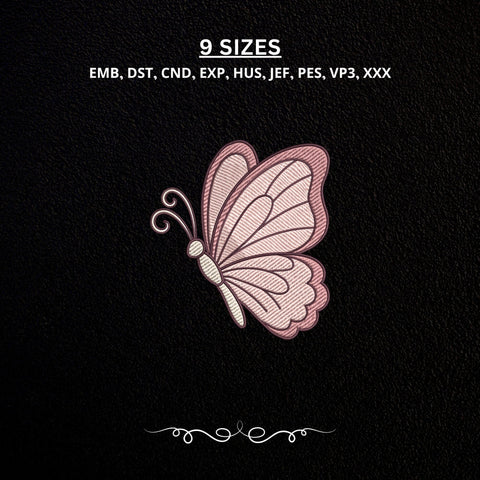 Pink Butterfly Machine Embroidery Design PES DST Stitch Pattern Files Embroidery/Applique DESIGNS PatternFeed8 