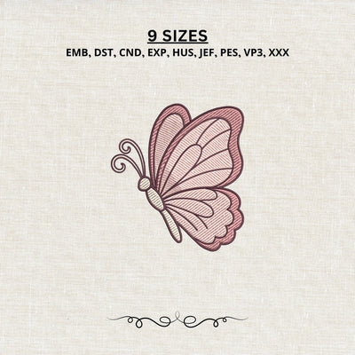 Pink Butterfly Machine Embroidery Design PES DST Stitch Pattern Files Embroidery/Applique DESIGNS PatternFeed8 