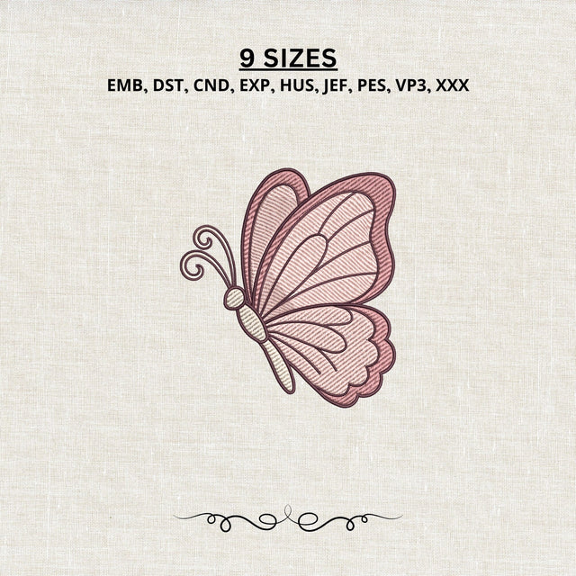 Pink Butterfly Machine Embroidery Design PES DST Stitch Pattern Files Embroidery/Applique DESIGNS PatternFeed8 