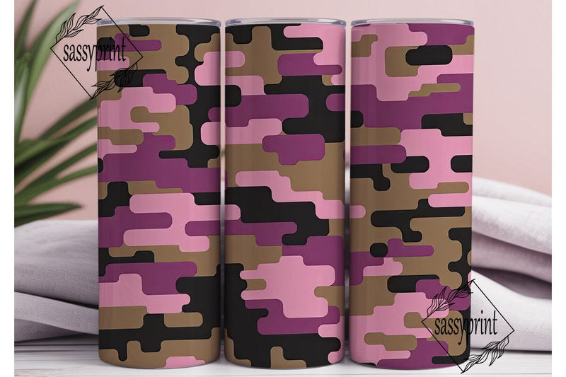 Pink Camo 20oz Tumbler Wrap Sublimation sassyprint 