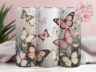 Pink Camo Butterfly Floral Tumbler, Butterfly Camouflage Tumbler, Seamless Floral Wrap, Whimsical Butterfly Wrap, Artistic Camo Wrap, Sublimation Design, Trendy Gift Idea Sublimation Li Zamperini 
