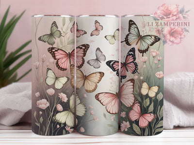 Pink Camo Butterfly Floral Tumbler, Butterfly Camouflage Tumbler, Seamless Floral Wrap, Whimsical Butterfly Wrap, Artistic Camo Wrap, Sublimation Design, Trendy Gift Idea Sublimation Li Zamperini 