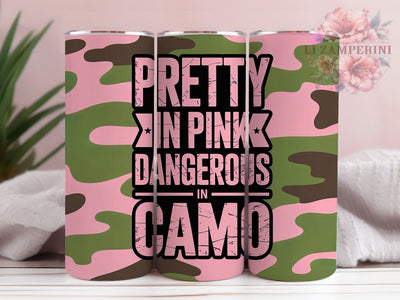 Pink Camo Hunting Girl Tumbler, Hunting Girl Cup, 20Oz Skinny Tumbler Wrap, Pretty In Pink Camo Design, Outdoor Hunting Drinkware, Huntress Gift Idea, Digital Camo Cup Art Sublimation Li Zamperini 