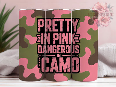 Pink Camo Hunting Girl Tumbler, Hunting Girl Cup, 20Oz Skinny Tumbler Wrap, Pretty In Pink Camo Design, Outdoor Hunting Drinkware, Huntress Gift Idea, Digital Camo Cup Art Sublimation Li Zamperini 