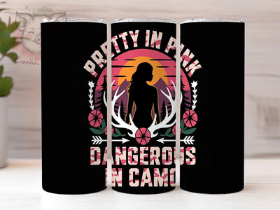 Pink Camo Hunting Girl Tumbler, Hunting Girl Wrap, 20oz Sublimation Wrap, Country Girl Cup, Outdoors Woman Design, Camouflage Print Tumbler, Tough and Girly Art Sublimation Lara' s Designs 
