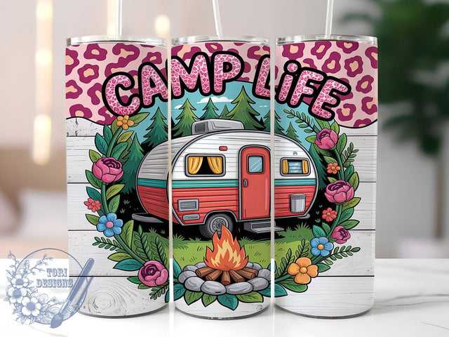Pink Camper Outdoor Adventure Tumbler Wrap, Pink Camper Tumbler, Camping Tumbler Wrap, Camper Sublimation Tumbler, 20Oz Tumbler Wrap, Pink Camper Cup, Outdoor Adventure Tumbler Sublimation ToriDesigns 