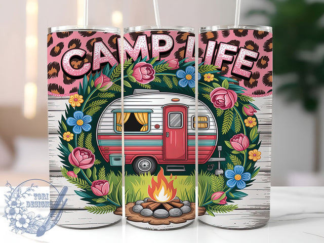 Pink Camper Outdoor Adventure Tumbler Wrap, Pink Camper Tumbler, Camping Tumbler Wrap, Camper Sublimation Tumbler, 20Oz Tumbler Wrap, Pink Camper Cup, Outdoor Adventure Tumbler Sublimation ToriDesigns 