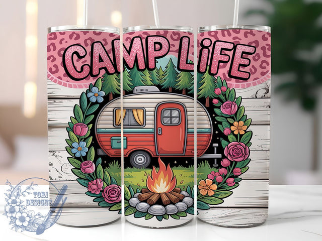 Pink Camper Outdoor Adventure Tumbler Wrap, Pink Camper Tumbler, Camping Tumbler Wrap, Camper Sublimation Tumbler, 20Oz Tumbler Wrap, Pink Camper Cup, Outdoor Adventure Tumbler Sublimation ToriDesigns 