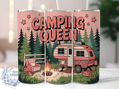 Pink Camping Queen Adventure Tumbler, Pink Camper Wrap, Glamper Tumbler Design, 20oz Sublimation Wrap, Outdoor Adventure Tumbler, Camper Van Tumbler, Travel Lover Tumbler Sublimation ToriDesigns 