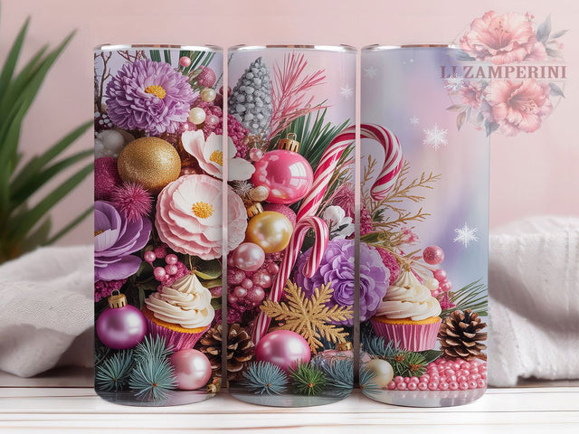 Pink Candy Cane Christmas Tumbler, Candy Cane Wrap, Holiday Mug Design, Sublimation Wrap, Festive Drinkware, Cute Winter Gift, Sparkly Christmas Cup Sublimation Li Zamperini 