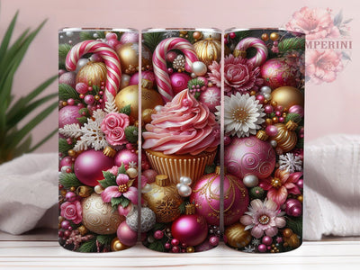 Pink Candy Cane Christmas Tumbler, Candy Cane Wrap, Holiday Mug Design, Sublimation Wrap, Festive Drinkware, Cute Winter Gift, Sparkly Christmas Cup Sublimation Li Zamperini 