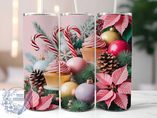 Pink Candy Cane Christmas Tumbler, Christmas Holiday Wrap, 20oz Tumbler Sublimation, Cute Pink Winter Design, Festive Candy Cane Sublimation, Cozy Holiday Tumbler, Seasonal Christmas Wrap Sublimation ToriDesigns 