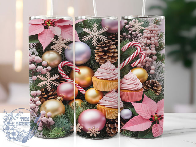 Pink Candy Cane Christmas Tumbler, Christmas Holiday Wrap, 20oz Tumbler Sublimation, Cute Pink Winter Design, Festive Candy Cane Sublimation, Cozy Holiday Tumbler, Seasonal Christmas Wrap Sublimation ToriDesigns 