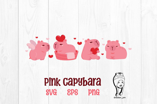 Pink capybara valentine svg, png, eps SVG dadan_pm 