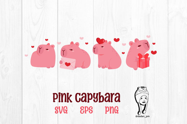 Pink capybara valentine svg, png, eps SVG dadan_pm 
