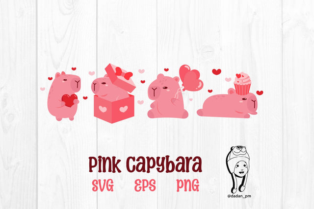 Pink capybara valentine svg, png, eps SVG dadan_pm 