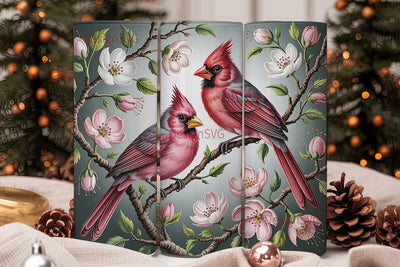 Pink Cardinal Tumbler Wrap Sublimation DesignSVG 