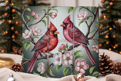 Pink Cardinal Tumbler Wrap Sublimation DesignSVG 