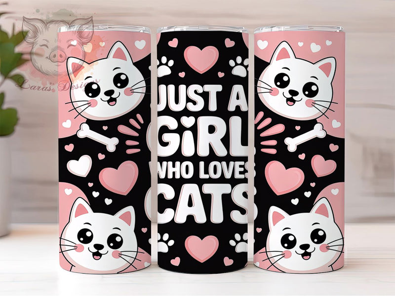 Pink Cat Lover Tumbler, Girl Cat Tumbler, Cute 20oz Wrap, Sublimation Design, Stylish Gift Idea, Fun Cat Wrap, Kitty Lover Tumbler Sublimation Lara' s Designs 