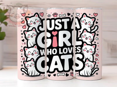 Pink Cat Lover Tumbler, Girl Cat Tumbler, Cute 20oz Wrap, Sublimation Design, Stylish Gift Idea, Fun Cat Wrap, Kitty Lover Tumbler Sublimation Lara' s Designs 