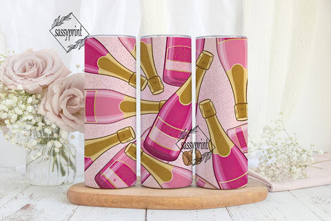 Pink Champagne 20oz Tumbler Wrap Sublimation sassyprint 