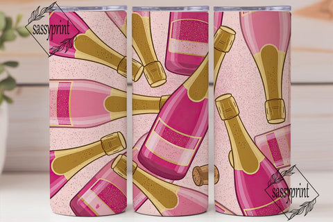 Pink Champagne 20oz Tumbler Wrap Sublimation sassyprint 