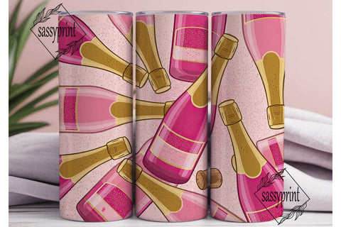 Pink Champagne 20oz Tumbler Wrap Sublimation sassyprint 