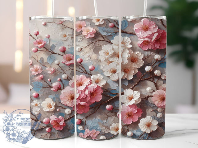 Pink Cherry Blossom 20oz Tumbler Wrap, Pink Floral Design, Seamless Flower Tumbler, 20oz Sublimation Drinkware, Spring Gift for Her, Floral Pattern Tumbler, Cute Cherry Blossom Decor Sublimation ToriDesigns 
