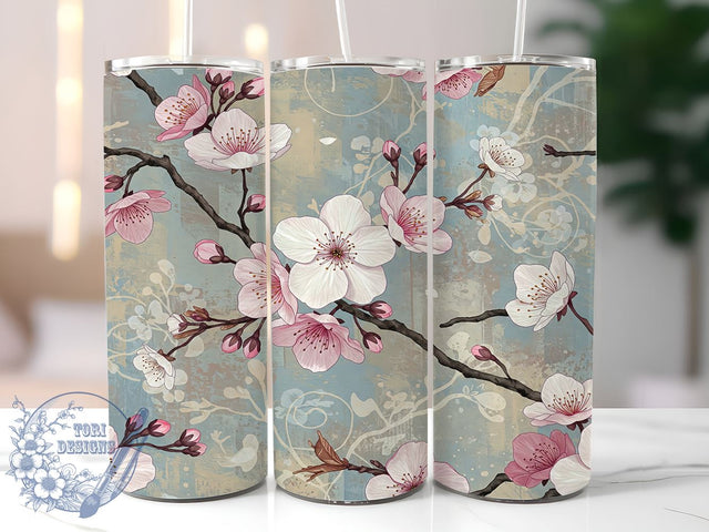 Pink Cherry Blossom 20oz Tumbler Wrap, Pink Floral Design, Seamless Flower Tumbler, 20oz Sublimation Drinkware, Spring Gift for Her, Floral Pattern Tumbler, Cute Cherry Blossom Decor Sublimation ToriDesigns 