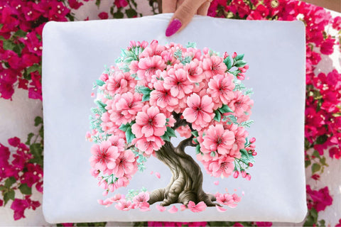 Pink Cherry Blossom Tree Clipart Sublimation SVGArt 