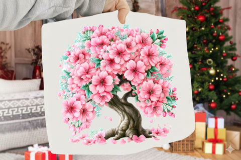 Pink Cherry Blossom Tree Clipart Sublimation SVGArt 