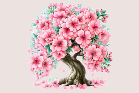 Pink Cherry Blossom Tree Clipart Sublimation SVGArt 