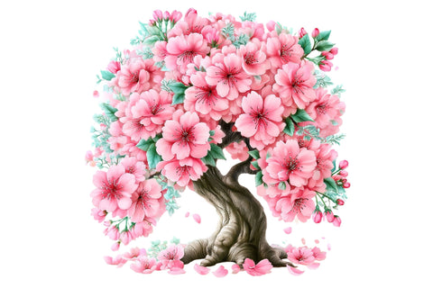 Pink Cherry Blossom Tree Clipart Sublimation SVGArt 