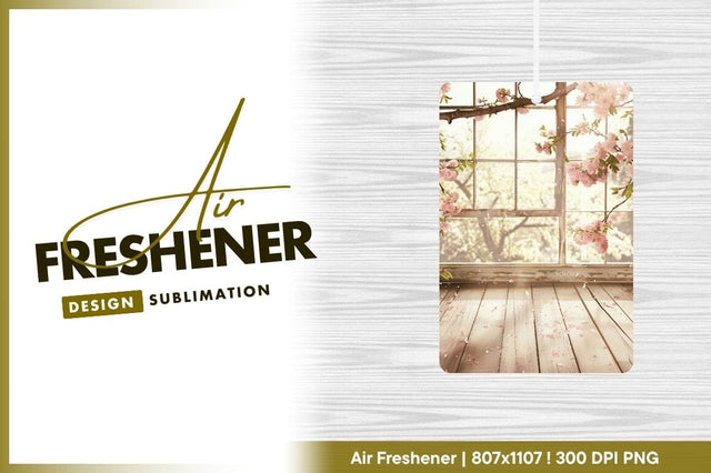 Pink Cherry Blossoms and Wooden Floor by Window with Soft Sunlight Sublimation Regulrcrative 