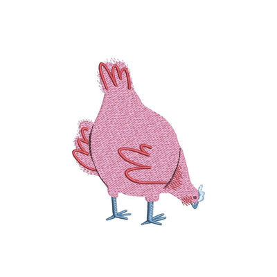 Pink Chicken Machine Embroidery Design, 3 sizes, Instant download Embroidery/Applique DESIGNS Nino Nadaraia 