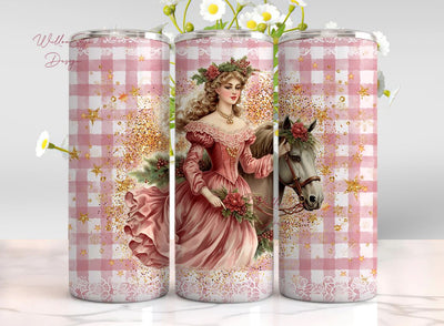 Pink Christmas 20 oz Skinny Tumbler Victorian Christmas Sublimation Design Digital Download PNG, Pink Gold Christmas Tumbler Sublimation WillowSageDesign 