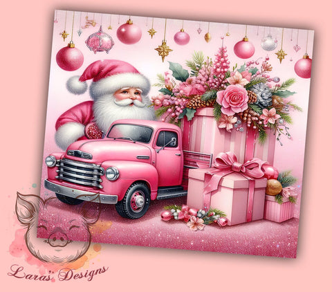 Pink Christmas 20oz Tumbler Png, Straight & Tapered Tumbler Png, Pink Santa Tumbler Png, Digital Download PNG Sublimation Lara' s Designs 