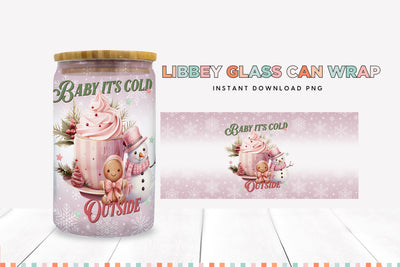 Pink Christmas Baby Its Cold Outside Sublimation Wrap Sublimation BijouBay 
